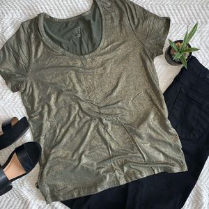 A New Day Short-Sleeve Top Metallic Gold Size L